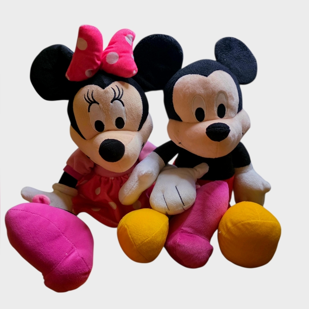 Disney Mickey and Minnie Plush Pair - Pink and Yellow